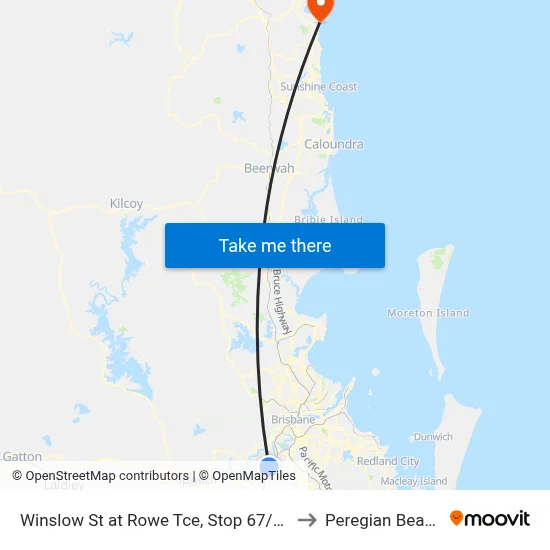 Winslow St at Rowe Tce, Stop 67/68 to Peregian Beach map