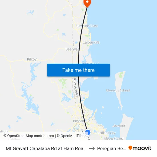Mt Gravatt Capalaba Rd at Ham Road South to Peregian Beach map