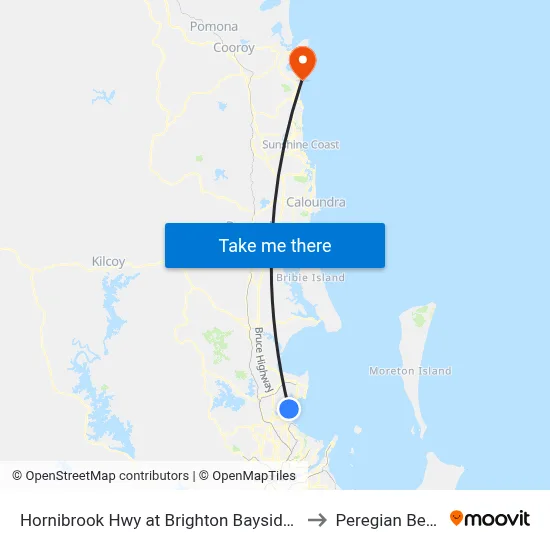 Hornibrook Hwy at Brighton Bayside Park to Peregian Beach map