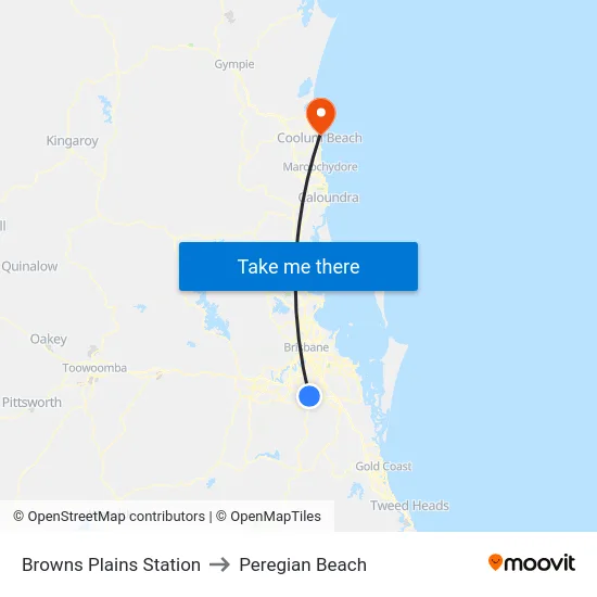 Browns Plains Station to Peregian Beach map