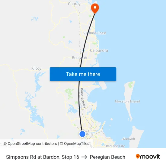 Simpsons Rd at Bardon, Stop 16 to Peregian Beach map