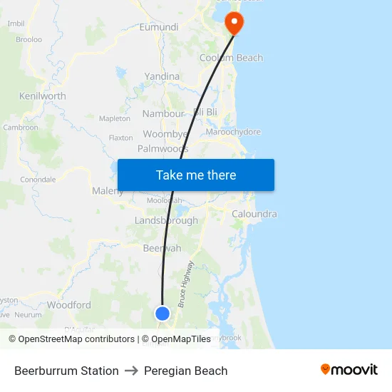 Beerburrum Station to Peregian Beach map
