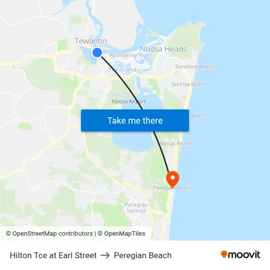 Hilton Tce at Earl Street to Peregian Beach map