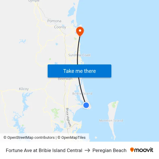 Fortune Ave at Bribie Island Central to Peregian Beach map