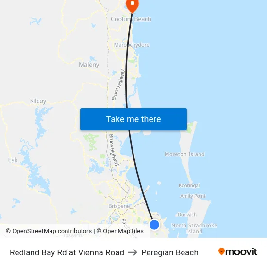 Redland Bay Rd at Vienna Road to Peregian Beach map