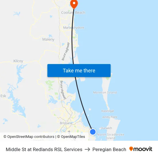 Middle St at Redlands RSL Services to Peregian Beach map