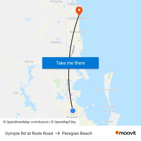 Gympie Rd at Rode Road to Peregian Beach map