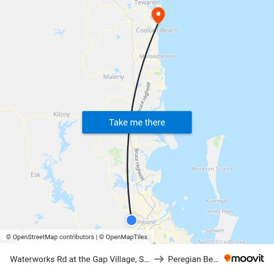 Waterworks Rd at the Gap Village, Stop 33 to Peregian Beach map