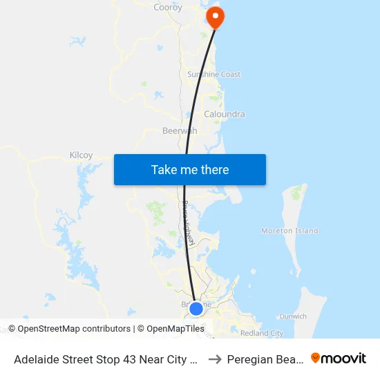 Adelaide Street Stop 43 Near City Hall to Peregian Beach map