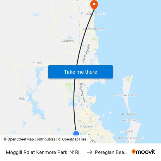 Moggill Rd at Kenmore Park 'N' Ride to Peregian Beach map