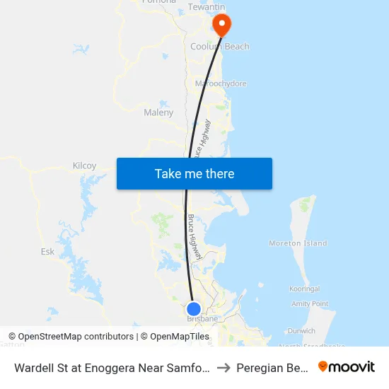 Wardell St at Enoggera Near Samford Rd to Peregian Beach map
