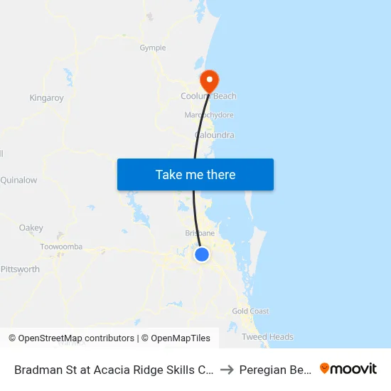 Bradman St at Acacia Ridge Skills College to Peregian Beach map