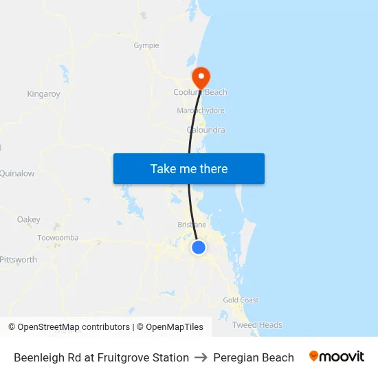 Beenleigh Rd at Fruitgrove Station to Peregian Beach map