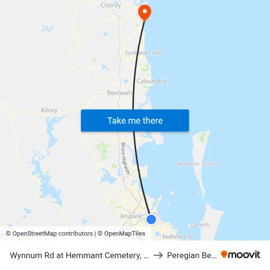 Wynnum Rd at Hemmant Cemetery, Stop 44 to Peregian Beach map