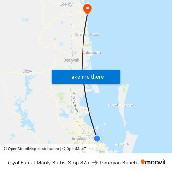 Royal Esp at Manly Baths, Stop 87a to Peregian Beach map