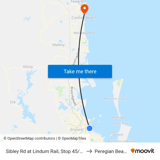 Sibley Rd at Lindum Rail, Stop 45/44 to Peregian Beach map