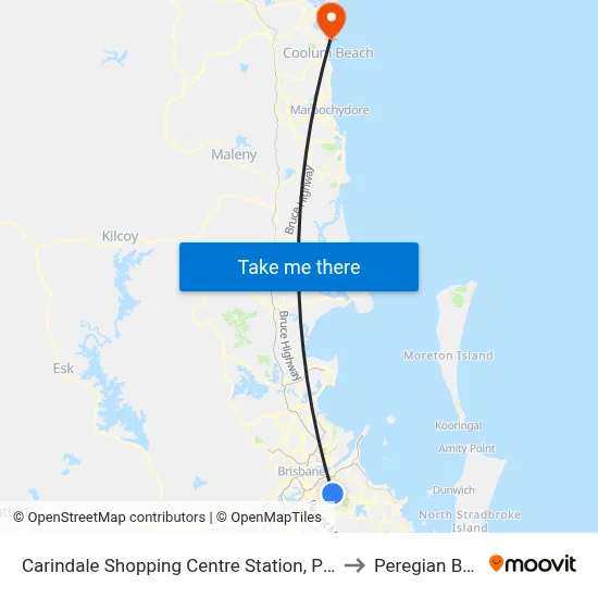 Carindale Shopping Centre Station, Platform C to Peregian Beach map