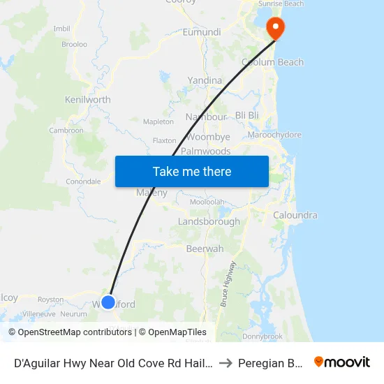D'Aguilar Hwy Near Old Cove Rd Hail 'N' Ride to Peregian Beach map