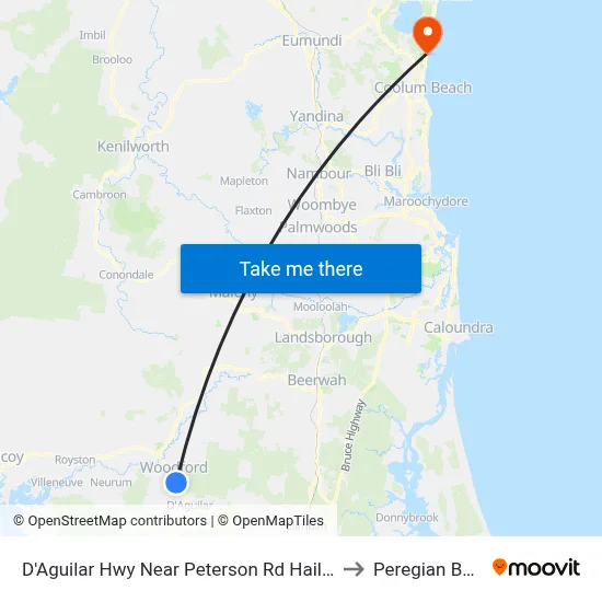 D'Aguilar Hwy Near Peterson Rd Hail 'N' Ride to Peregian Beach map