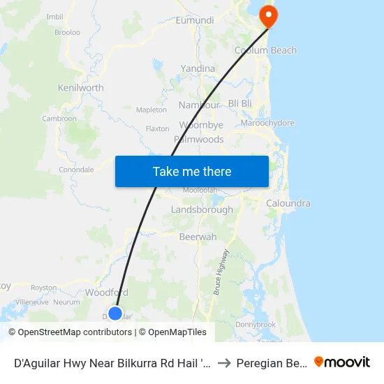 D'Aguilar Hwy Near Bilkurra Rd Hail 'N' Ride to Peregian Beach map