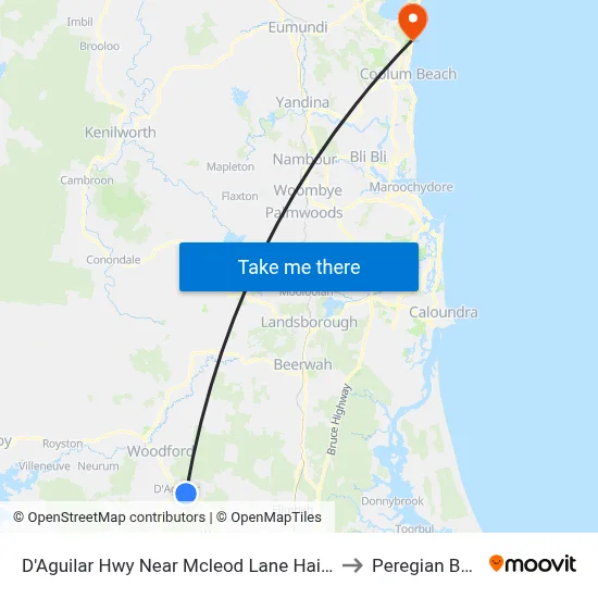 D'Aguilar Hwy Near Mcleod Lane Hail 'N' Ride to Peregian Beach map