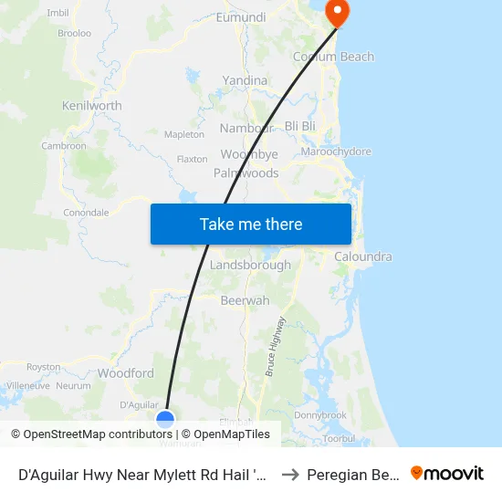 D'Aguilar Hwy Near Mylett Rd Hail 'N' Ride to Peregian Beach map
