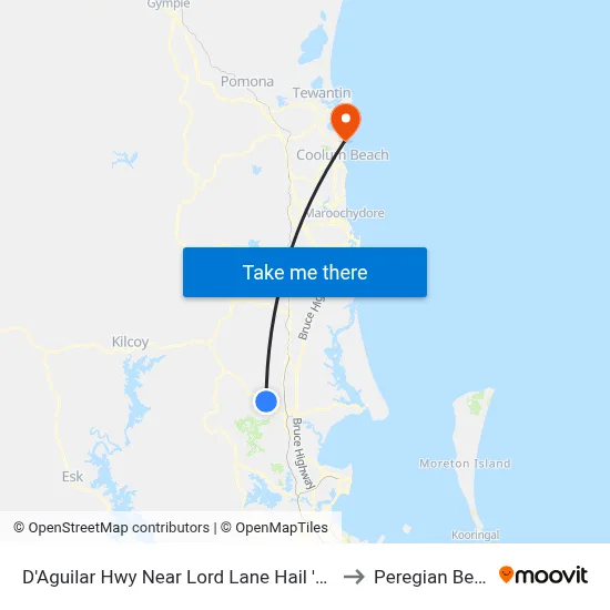 D'Aguilar Hwy Near Lord Lane Hail 'N' Ride to Peregian Beach map