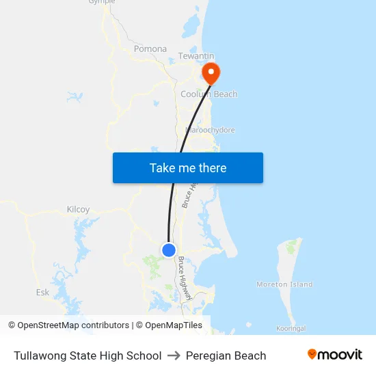 Tullawong State High School to Peregian Beach map