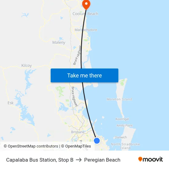 Capalaba Bus Station, Stop B to Peregian Beach map