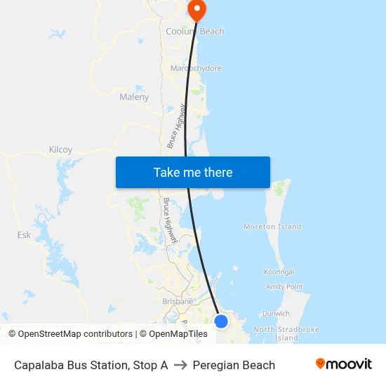 Capalaba Bus Station, Stop A to Peregian Beach map