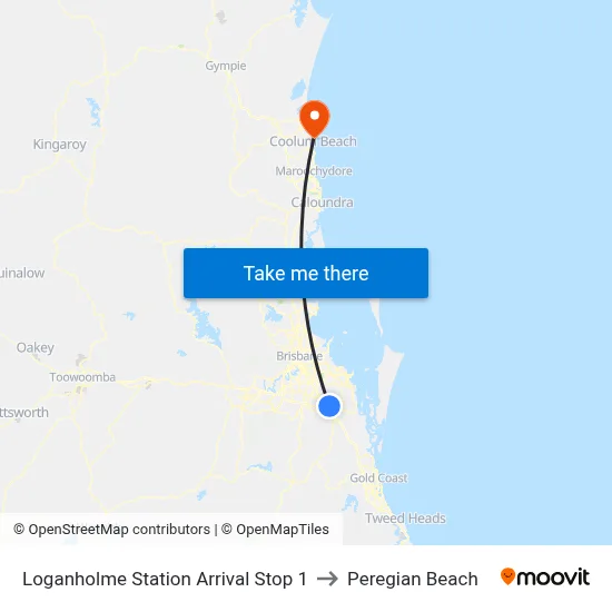 Loganholme Station Arrival Stop 1 to Peregian Beach map