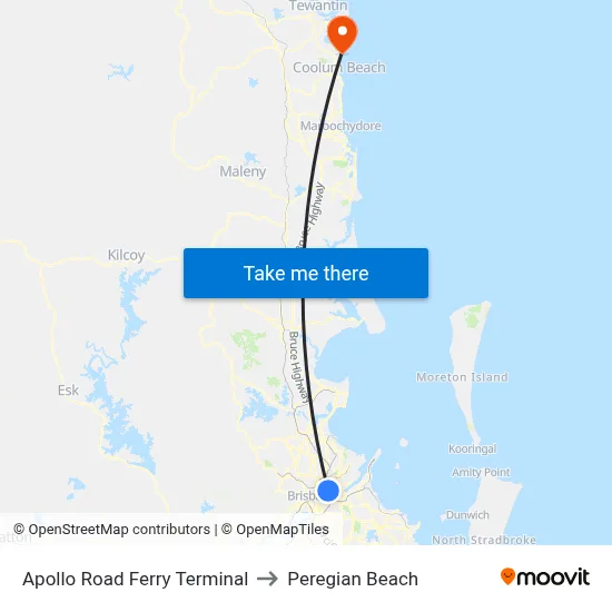 Apollo Road Ferry Terminal to Peregian Beach map