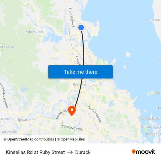 Kinsellas Rd at Ruby Street to Durack map