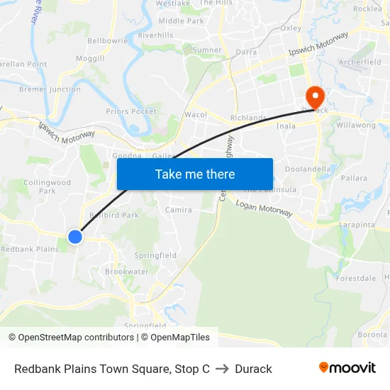 Redbank Plains Town Square, Stop C to Durack map