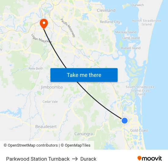 Parkwood Station Turnback to Durack map