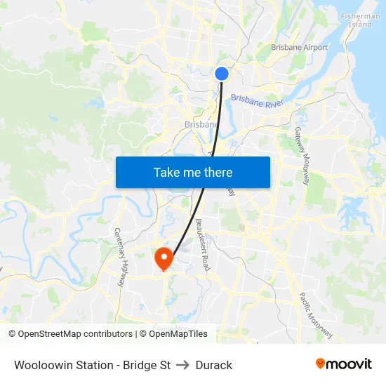 Wooloowin Station - Bridge St to Durack map