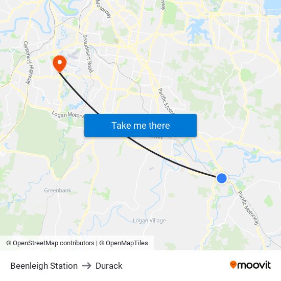 Beenleigh Station to Durack map