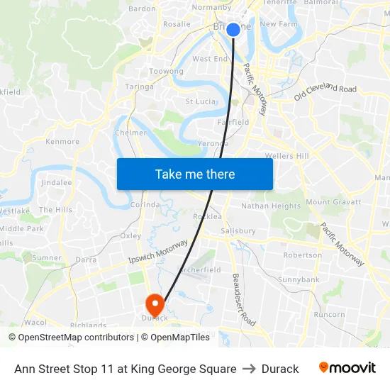 Ann Street Stop 11 at King George Square to Durack map