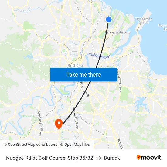 Nudgee Rd at Golf Course, Stop 35/32 to Durack map