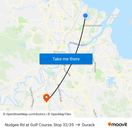 Nudgee Rd at Golf Course, Stop 32/35 to Durack map