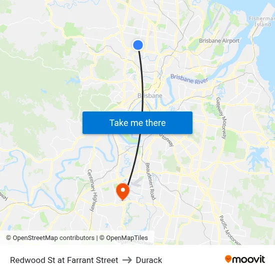 Redwood St at Farrant Street to Durack map