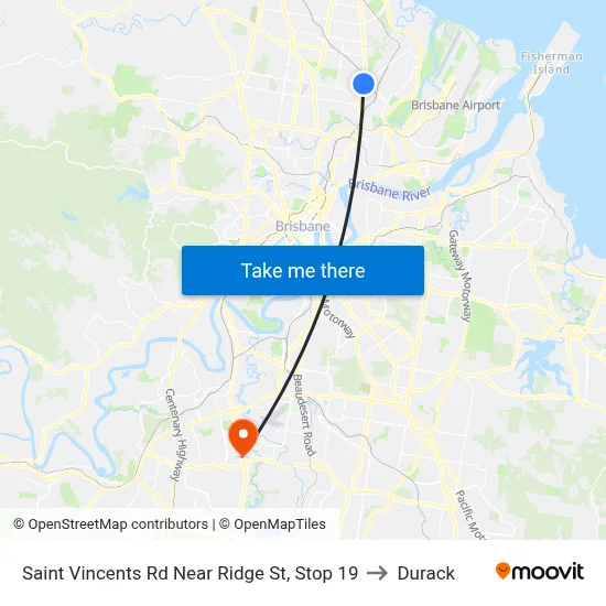 Saint Vincents Rd Near Ridge St, Stop 19 to Durack map