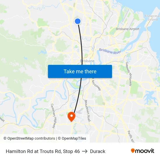Hamilton Rd at Trouts Rd, Stop 46 to Durack map