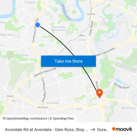 Avondale Rd at Avondale - Glen Ross, Stop 61 to Durack map
