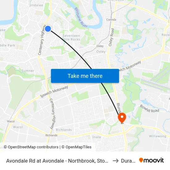 Avondale Rd at Avondale - Northbrook, Stop 60 to Durack map