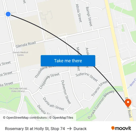 Rosemary St at Holly St, Stop 74 to Durack map