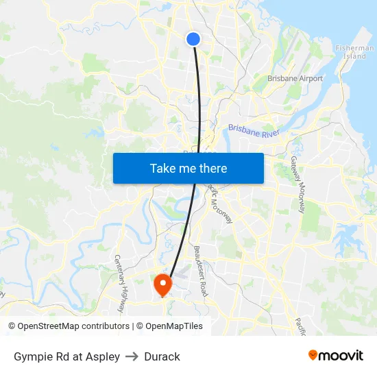 Gympie Rd at Aspley to Durack map