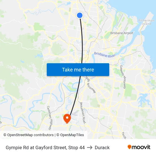 Gympie Rd at Gayford Street, Stop 44 to Durack map