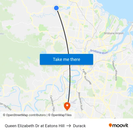 Queen Elizabeth Dr at Eatons Hill to Durack map