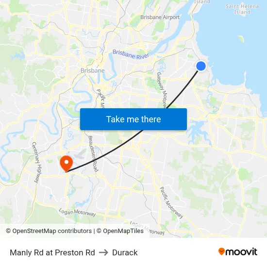 Manly Rd at Preston Rd to Durack map